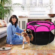 Foldable Enclosed Pet Playpen Tent (Small, Pink) – Indoor/Outdoor Cat & Puppy Crate with Zipper Top & Front Door, RV & Travel-Friendly