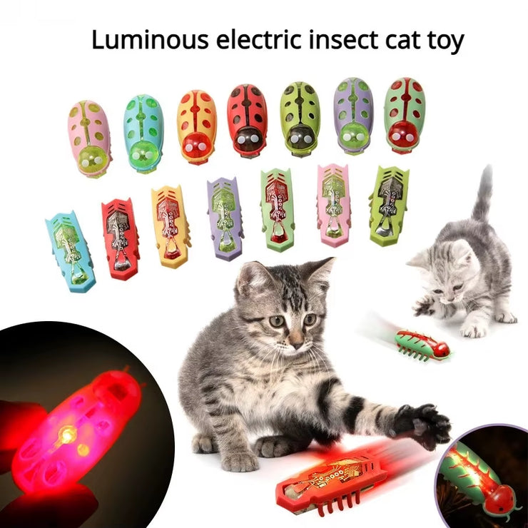 Interactive Light-Up Electric Worms & Beetles – Automatic Obstacle-Avoiding Teaser Puzzle Toy for Cats