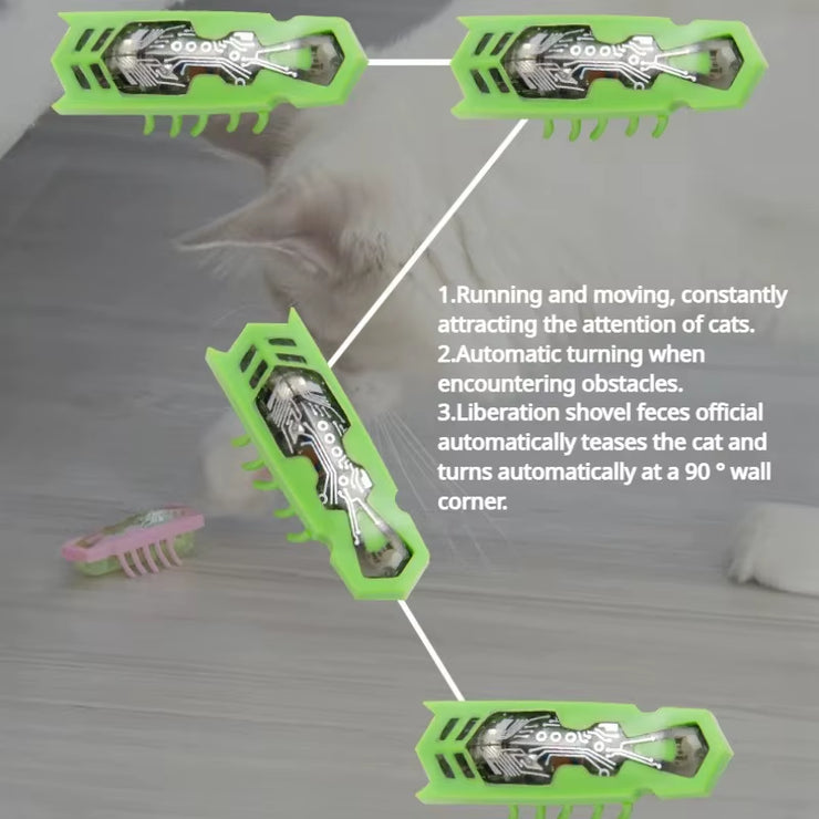 Interactive Light-Up Electric Worms & Beetles – Automatic Obstacle-Avoiding Teaser Puzzle Toy for Cats