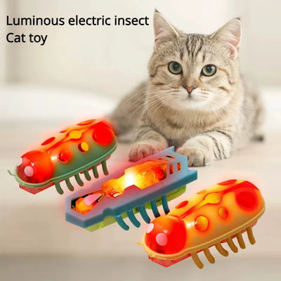 Interactive Light-Up Electric Worms & Beetles – Automatic Obstacle-Avoiding Teaser Puzzle Toy for Cats
