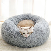Winter Plush Round Pet Nest – Warm, Detachable & Machine-Washable Cat & Dog Bed