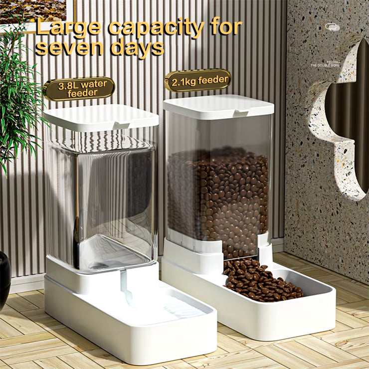 Hands-Free Automatic Feeder & Water Dispenser – Gravity-Fed Food Storage for Cats & Dogs