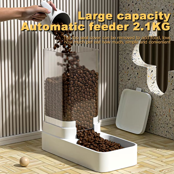 Hands-Free Automatic Feeder & Water Dispenser – Gravity-Fed Food Storage for Cats & Dogs