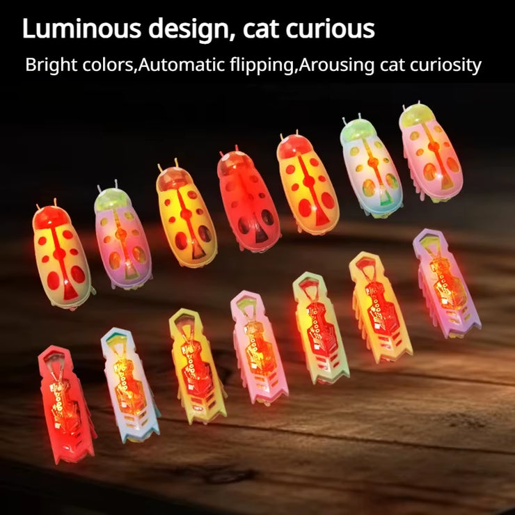 Interactive Light-Up Electric Worms & Beetles – Automatic Obstacle-Avoiding Teaser Puzzle Toy for Cats