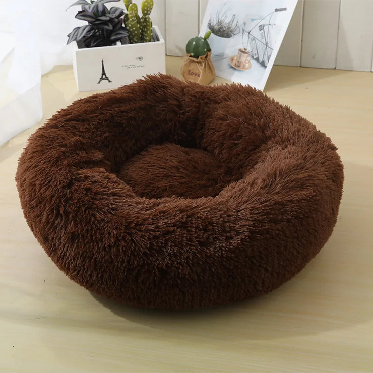 Winter Plush Round Pet Nest – Warm, Detachable & Machine-Washable Cat & Dog Bed