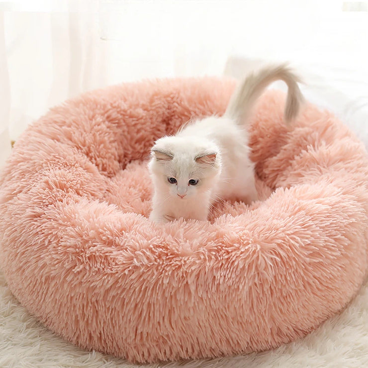 Winter Plush Round Pet Nest – Warm, Detachable & Machine-Washable Cat & Dog Bed