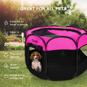 Foldable Enclosed Pet Playpen Tent (Small, Pink) – Indoor/Outdoor Cat & Puppy Crate with Zipper Top & Front Door, RV & Travel-Friendly