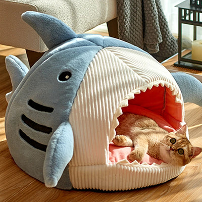 Portable Enclosed Plush Pet Cave Bed – Warm, Cozy Nest with Removable Cushion for Cats & Puppies