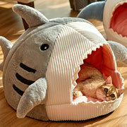 Portable Enclosed Plush Pet Cave Bed – Warm, Cozy Nest with Removable Cushion for Cats & Puppies