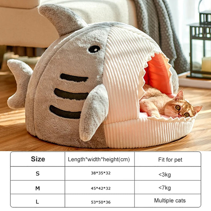 Portable Enclosed Plush Pet Cave Bed – Warm, Cozy Nest with Removable Cushion for Cats & Puppies