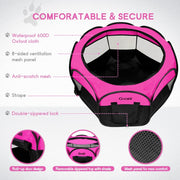 Foldable Enclosed Pet Playpen Tent (Small, Pink) – Indoor/Outdoor Cat & Puppy Crate with Zipper Top & Front Door, RV & Travel-Friendly