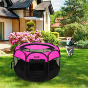 Foldable Enclosed Pet Playpen Tent (Small, Pink) – Indoor/Outdoor Cat & Puppy Crate with Zipper Top & Front Door, RV & Travel-Friendly