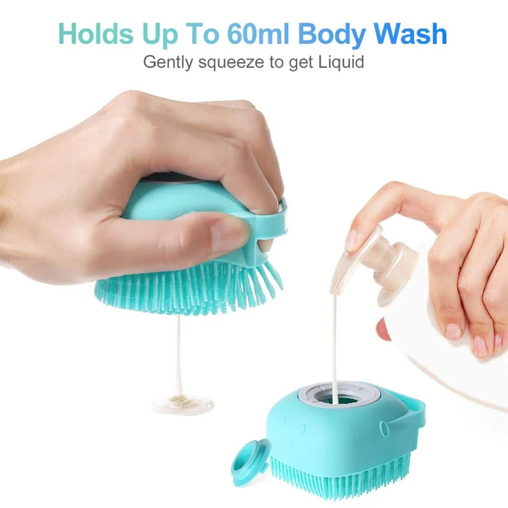 2-in-1 Pet Shampoo Brush & Massage Comb – 2.7 oz/80 ml Soft Silicone Grooming Scrubber