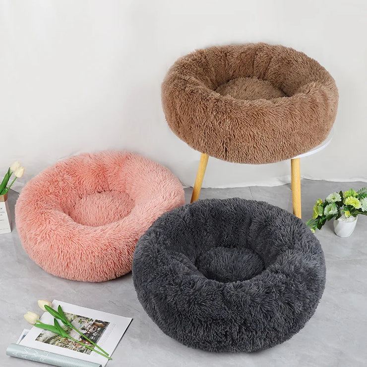 Winter Plush Round Pet Nest – Warm, Detachable & Machine-Washable Cat & Dog Bed