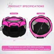 Foldable Enclosed Pet Playpen Tent (Small, Pink) – Indoor/Outdoor Cat & Puppy Crate with Zipper Top & Front Door, RV & Travel-Friendly