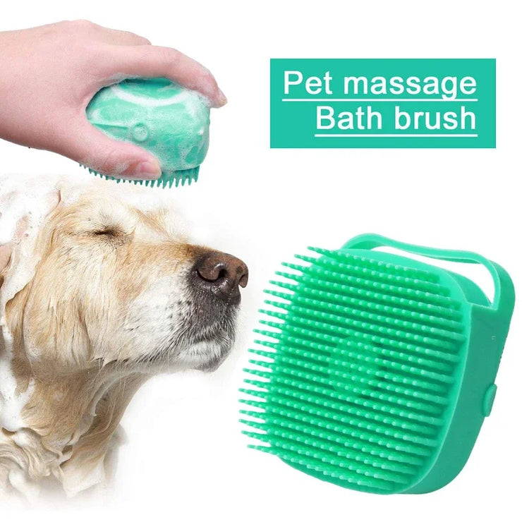2-in-1 Pet Shampoo Brush & Massage Comb – 2.7 oz/80 ml Soft Silicone Grooming Scrubber