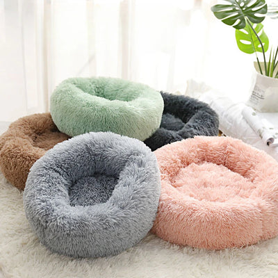 Winter Plush Round Pet Nest – Warm, Detachable & Machine-Washable Cat & Dog Bed
