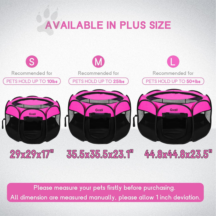 Foldable Enclosed Pet Playpen Tent (Small, Pink) – Indoor/Outdoor Cat & Puppy Crate with Zipper Top & Front Door, RV & Travel-Friendly
